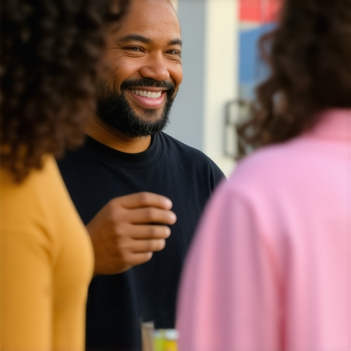 Engaged Local Business Owner at Community Event Business owner interacting with community during local event