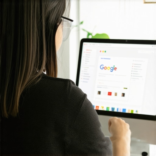 Business owner updating Google My Business profile on a laptop.