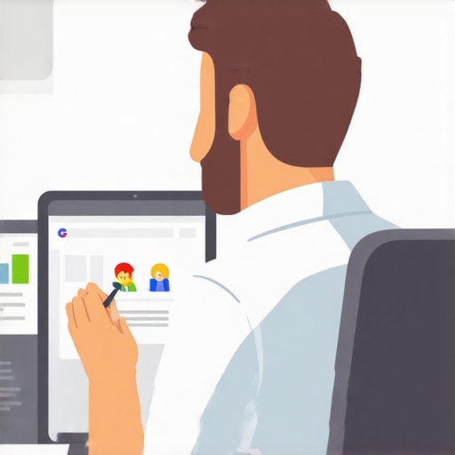 Business owner optimizing Google My Business profile on a laptop.