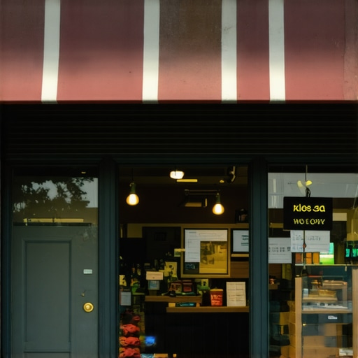 Optimized Local Business Storefront A vibrant, well-lit storefront of a local business with clear signage and welcoming appearance.