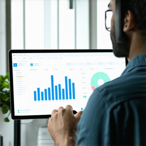 Business owner analyzing SEO metrics for local search optimization