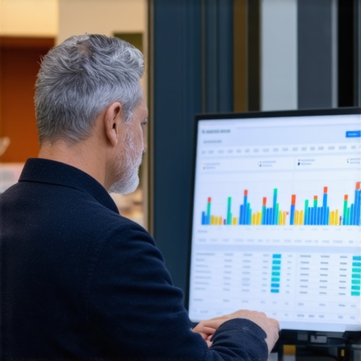 Business owner reviewing live foot traffic analytics outside a shop, highlighting data-driven local SEO strategies.