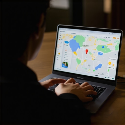 Person viewing local SEO analytics on a laptop with Google Maps on the screen