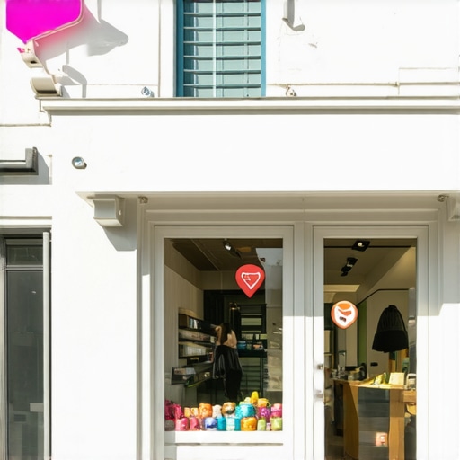 Business storefront with drone imagery showcasing AR features and visual signals