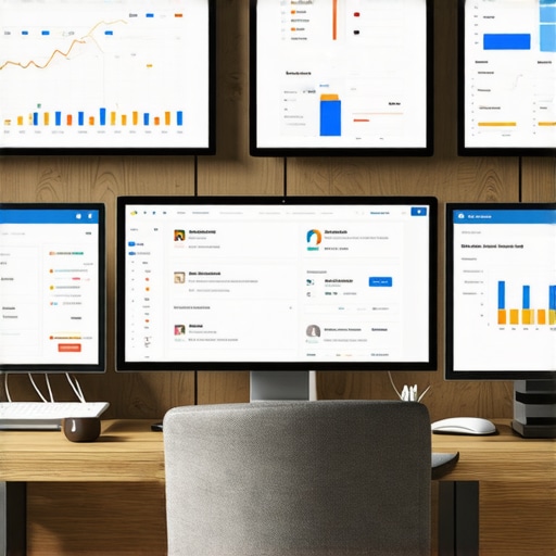 A person analyzing local SEO data on multiple screens, emphasizing tools used for Map Pack management