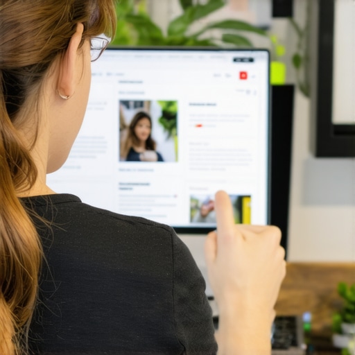 Business owner adding local sustainability tags to Google My Business profile on a laptop in a cozy shop environment.