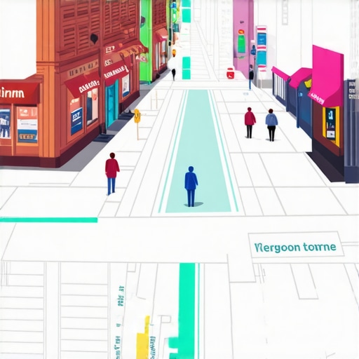 AR Tags Enhancing Local Business Visibility in 2026 Augmented reality overlays on storefronts in a cityscape demonstrating enhanced map visibility.