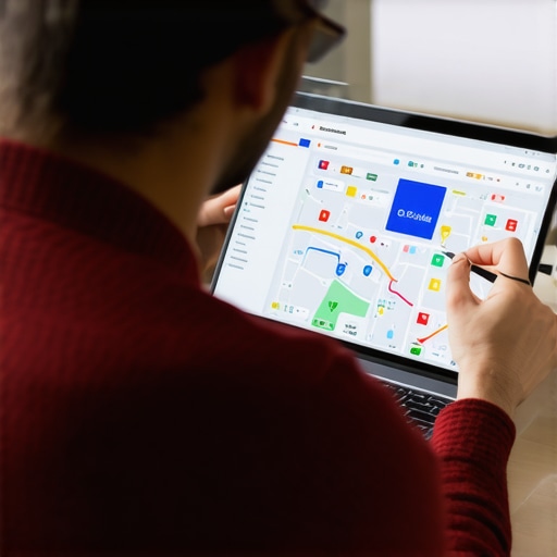 Person analyzing Google Maps and SEO data on a laptop for local ranking strategies.