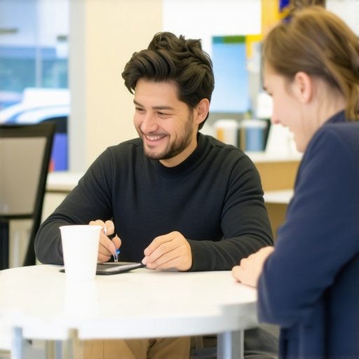 Business owner engaging with customers and collecting reviews at a storefront.