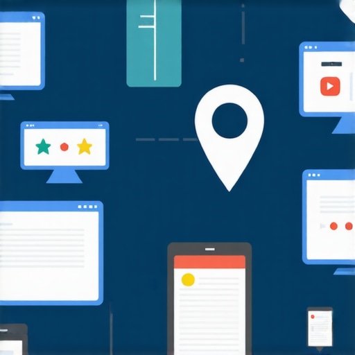 Infographic illustrating complex local SEO signals influencing Google Maps visibility.