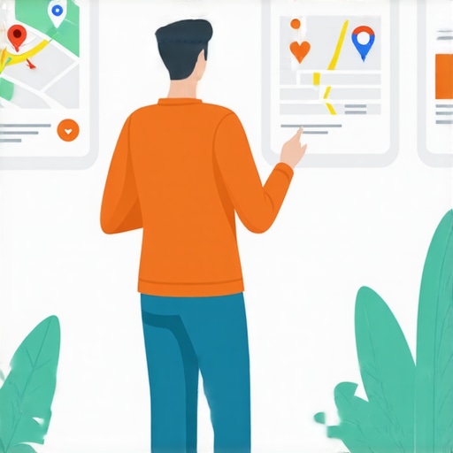 A business owner working on a laptop with Google Maps data and review management tools.