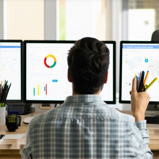 Digital Tools for Local SEO Maintenance Person analyzing local SEO metrics on a computer