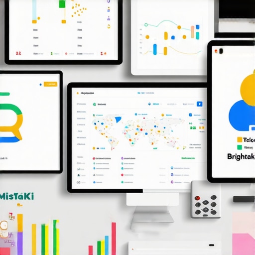 Screens showing SEO metrics and local map rankings on a modern workspace.