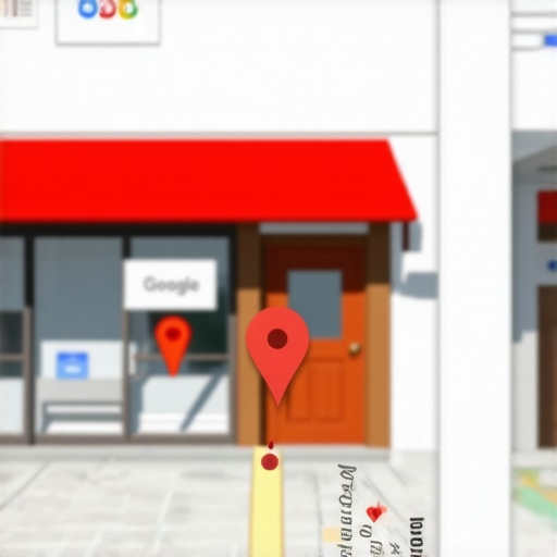 Adjusting the Google Maps Pin for Accuracy A user dragging a red Google Maps pin to a specific building entrance on a satellite map view.