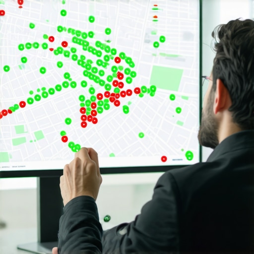 Advanced Local SEO Proximity Mapping A heatmap showing how a business ranks across different areas of a city for google maps optimization.