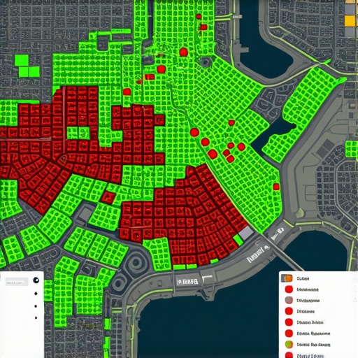 Advanced Local SEO Ranking Heat Map A visual representation of local search rankings across a geographic area using a heat map.