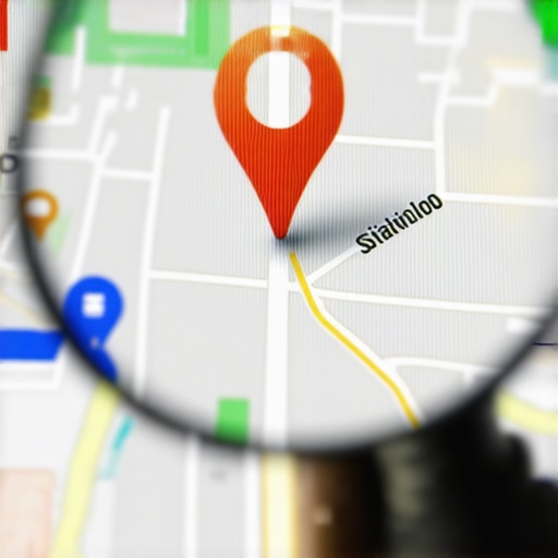 Advanced local search signals and map data analysis Magnifying glass analyzing complex local SEO signals on a digital map
