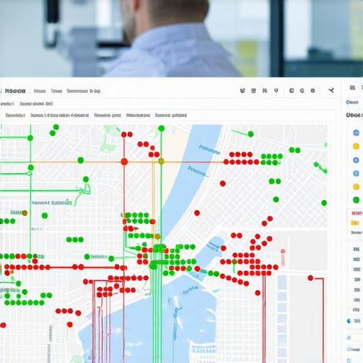 Analyzing Local SEO Heatmaps for Business Growth A specialist reviewing a Google Maps rank tracking grid with localized data points.