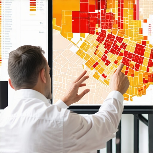 Analyzing Local SEO Proximity Heatmaps A digital heatmap representing business ranking strength across different geographical zones in a city.
