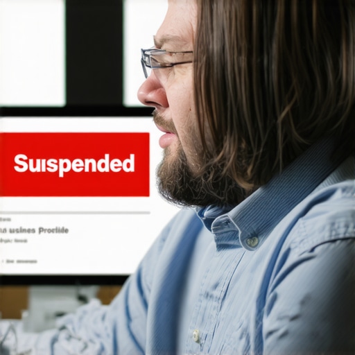 Business Profile Suspension Warning A business owner viewing a suspended Google Business Profile notification on a screen.