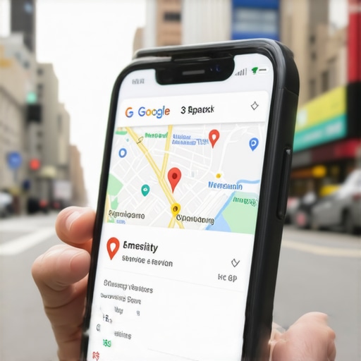 Dominating the Google Maps 3-Pack in Urban Areas Smartphone showing top 3 local business results on Google Maps in a city.
