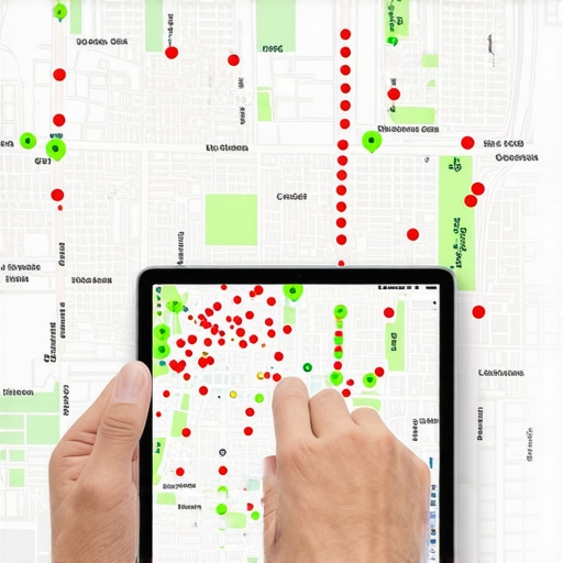 A geo-grid showing local search rankings across a city for map pack optimization.