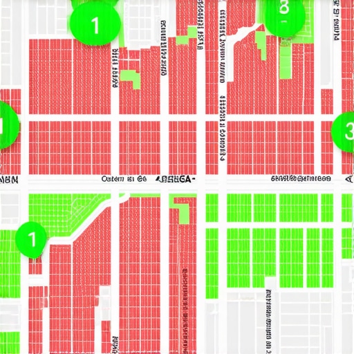 A visual representation of how a business ranks in different parts of a city using a geo-grid map.