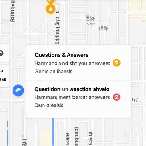 A business profile on Google Maps showing optimized Q&A interactions.