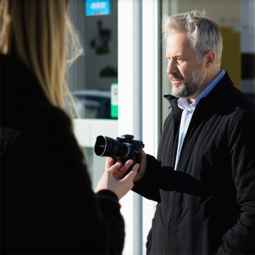 Local Business News Interview A small business owner talking to a local journalist to earn a news mention for map pack SEO.