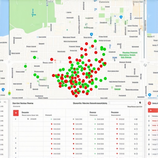 Local Map Pack Ranking Dashboard A map grid showing local SEO visibility improvements across different neighborhoods.