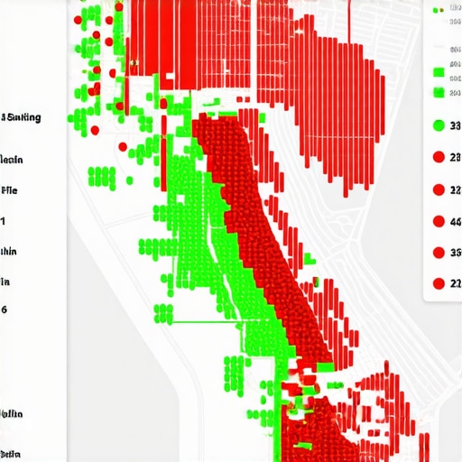 A digital map showing different colored ranking pins across a metropolitan area.