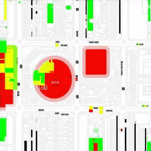 Local Map Visibility Grid Analysis A digital heat map showing how Google Maps rankings change based on the searcher's physical location in a city.