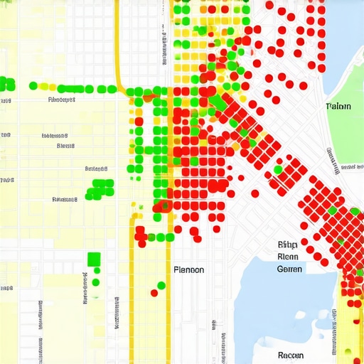 Local SEO Geo-Grid Ranking Heatmap A heatmap showing how a business ranks in the Google Maps 3-pack across different locations in a city.