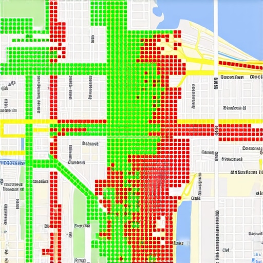 A visual representation of local map pack rankings across a city grid.