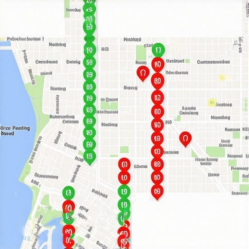 A visual map showing how a local business ranks across different neighborhoods using a grid tracking software.