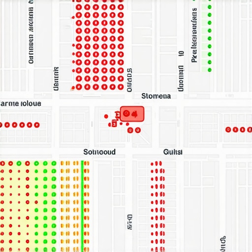 A visualization of how Google Maps rankings change across different physical locations in a city.