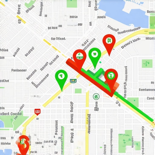 A map showing local search ranking positions across a city grid for SEO optimization.