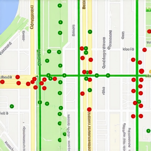 A visual grid tracking tool showing how a business ranks in the Google Maps 3-pack across different geographic locations in a city.