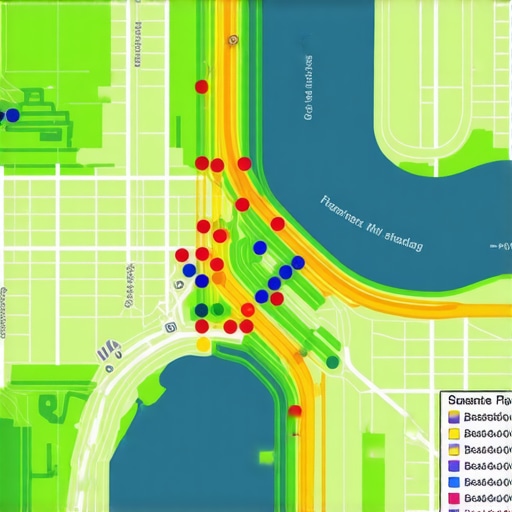 Visual representation of a business ranking across different neighborhood coordinates on Google Maps.