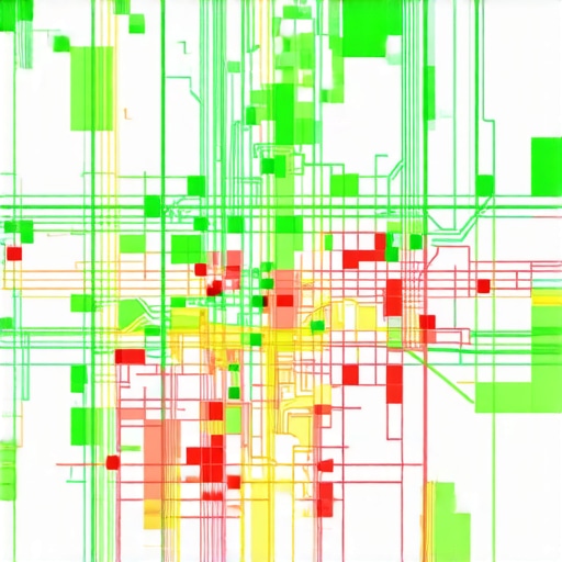 A visualization of local search rankings across a geographical grid showing rank intensity.