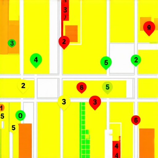 A visualization showing how local map rankings vary by exact geographical location across a city.
