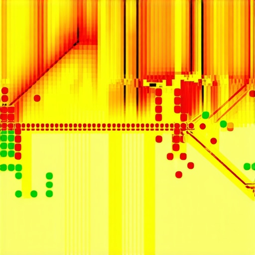 A visualization of a local search grid showing ranking positions across different city neighborhoods.