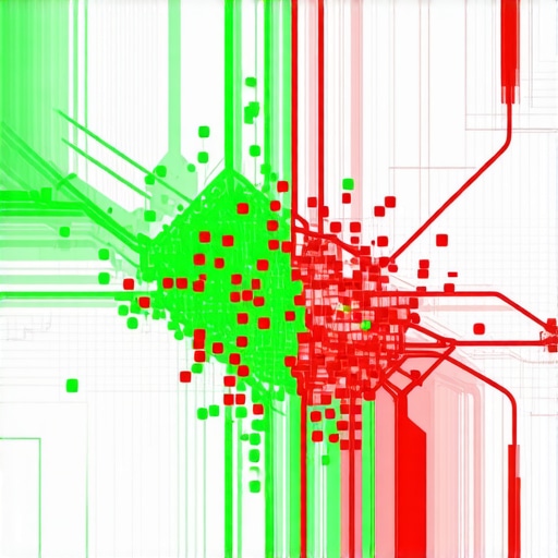 A map showing local search rankings across a geographical grid with varied ranking positions.