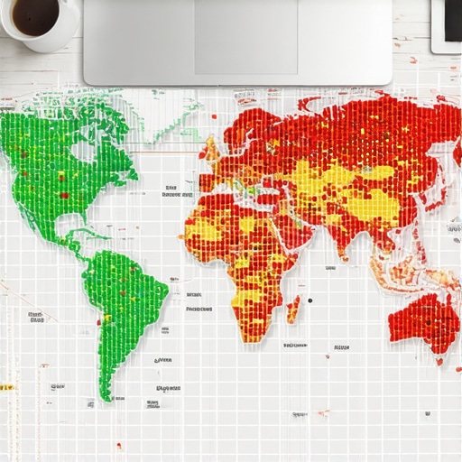 A digital heatmap grid showing business rankings across different neighborhood coordinates on a map.