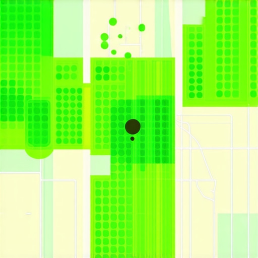 A visual representation of local search rankings across a geographical area showing dominance beyond the immediate office location.