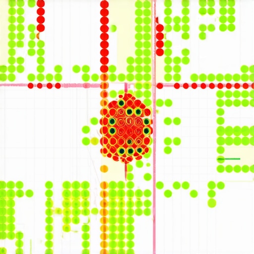 Local SEO Heat Map Ranking Grid A digital visualization of a local search ranking heat map showing 3-pack visibility across a city grid.