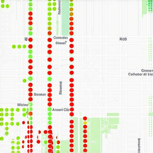 Local SEO Heatmap Grid A visual heatmap showing Google Maps ranking positions across a local geographic area.