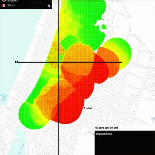 A geogrid tool showing ranking fluctuations for a local business across a city map.