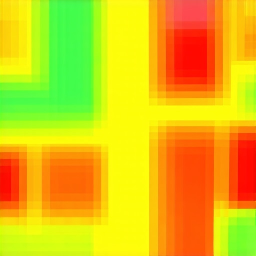 Local SEO Map Ranking Heatmap A heatmap showing Google Maps rankings for a local business across different city blocks.
