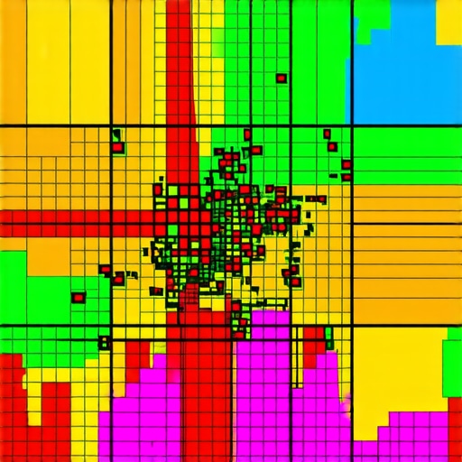 A visual grid showing how local SEO rankings change by neighborhood proximity.